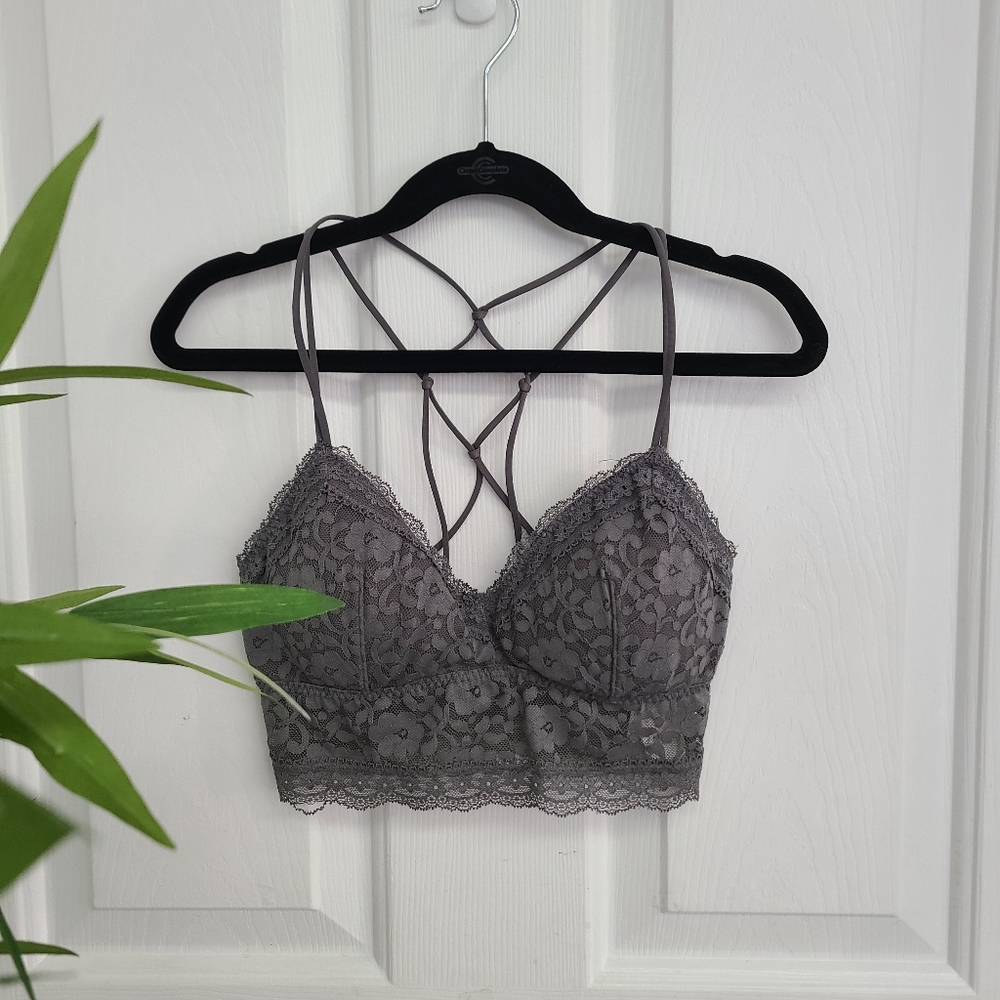 Gilly hicks grey lace padded bralette xs